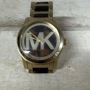 Michael Kors Runway Gold-Tone and Tortoise Brown Watch MK5788 New Battery